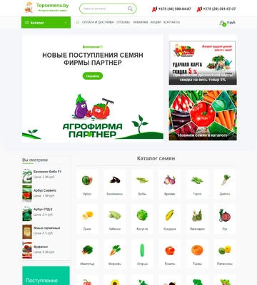 Создание сайта интернет-магазина по продаже семян