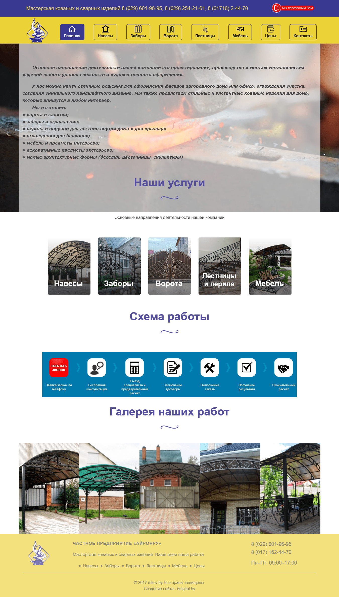 Создание сайта по кованым и сварным изделиям